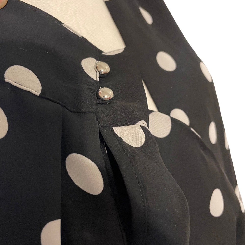 WHITE HOUSE BLACK MARKET Polka Dot Faux Wrap Blouse Top Womens Size 8 - Picture 7 of 13